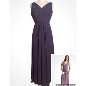 Bill Levkoff Deep Purple Plum Sleeveless Chiffon Formal Gown Classic Dress Sz 8